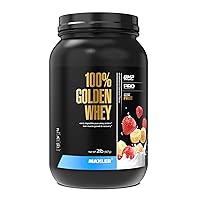 Maxler 100% Golden Whey Protein - 24g of Protein per Serving - Premium Whey Protein Powder for Pre Post Workout - Fast-Absorbing Whey Concentrate, Isolate & Hydrolysate Blend - Strawberry Banana 2 lbs