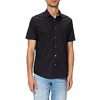 FIND Men's PROM004 Solid Cutaway Short Sleeve mens shirts, Grey (BLACK), 40 (Manufacturer Size:M)