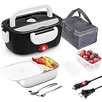 Electric Lunch Box Food Heater, Portable Food Warmer with Removable 304 Stainless Steel Container, Dishwasher Safe, Suitable for Home and Car Use