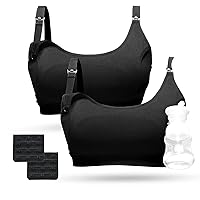 Momcozy Pumping Bra, Pumping Bra Hands Free Comfortable All Day Wear Pumping and Nursing Bra in One Holding Breast Pump for Spectra, Lansinoh, Medela