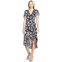Parker Women's Lizzy Short Sleeve Wrap Front Ruched Midi Dress