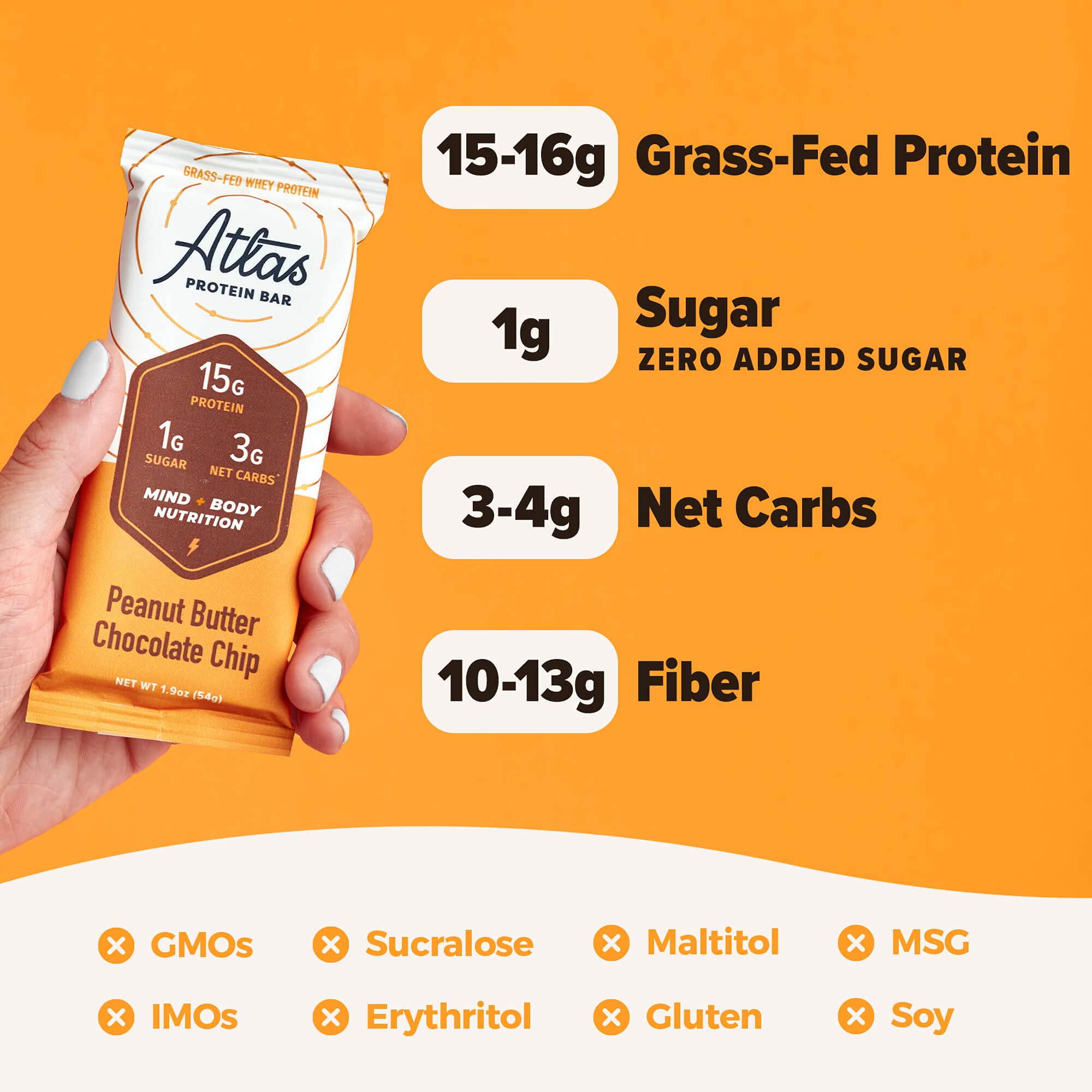 Atlas Protein Bar, 15g Protein, 1g Sugar, Clean Ingredients, Gluten Free, Value Pack (30 Count, 6 Flavors)