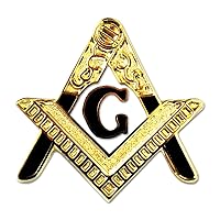 Entered Apprentice Square & Compass Masonic Lapel Pin - [Gold & Black][1'' Tall]