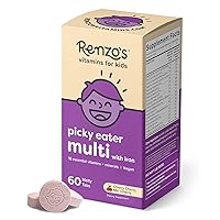 Renzo's Picky Eater Kids Multivitamin with Iron, Dissolvable Multivitamin for Kids, Sugar Free Cherry Flavored (60 Melty Tabs)