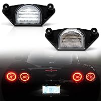Xenon White LED License Plate Light Compatible w/ 1984-2013 Chevy Corvette C4 C5 C6 18SMD Error Free Led Rear Tag Lights OEM Number Plate Lamp Assembly Replacement