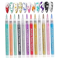 Nail Art Pens, 12 Colors Nail Polish Pens, Quick Dry Nail Art Paint Smooth Graffiti Dotting Pen, Waterproof Drawing Painting Nail Polish Design Pens for DIY Manicure Tools