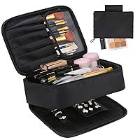 DIMJ Makeup bag and Jewelry Bag for Women, Large Make Up Bag Organizer with Compartments Waterproof Makeup Bag and Jewelry Bag for Women (Black)
