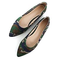 Womens Camouflage Ballet Flats Dress Shoes for Women Dressy Comfortable Pointed Toe Slip On Shoes Go Hiking