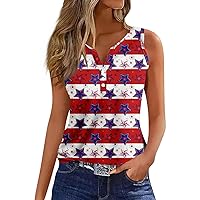American Flag Tank Tops Sleeveless Button Down Shirts for Women 4th of July Tee Patriotic Tee Henley Shirt Tanks