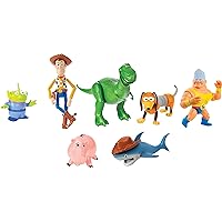 Mattel Disney and Pixar Toy Story Set of 7 Action Figures with Woody, Slinky, Rex, Hamm, Alien, Rocky & Shark, Mattel Disney100 Collectible