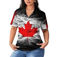 Canada Flag Women's Polo Shirts Short Sleeve Blouses Golf T Shirts Casual Work Tops