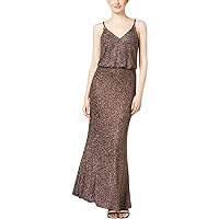 Calvin Klein Women's Shimmery Jersy Gown with Spaghetti Strap with Hardware Detail