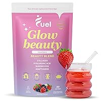 Glow Beauty Collagen for Women |Hyaluronic Acid, Vitamin C, Lion's Mane, Biotin & More |Promotes Skin, Hair & Nail Health |Collagen Peptides Powder |Organic & Non-GMO Colageno for Women, Mixed Berry