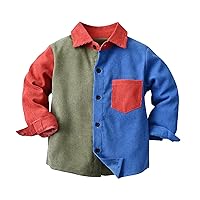 Boy Kids Shirts Toddler Boys Long Sleeve Winter Shirt Tops Coat Outwear For Babys Clothes Patchwork Colours Blue