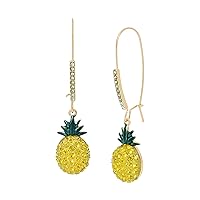 Betsey Johnson Womens Pineapple Dangle Earrings