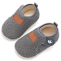 JIASUQI Kids Girls Boys Winter Warm Cozy Plush House Slippers Shoes Toddlers Fur Walking Shoes