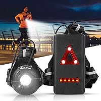 West Biking Night Running Lights, USB Rechargeable Chest Light with 90° Adjustable Beam Angle, 500 Lumens Waterproof Ultra Bright SafetyLamp with Reflective Straps for Runner