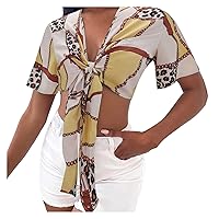 Custom T Shirts with Pocket Women's Sexy Slim Top Shirt Printed Short Sleeves Sexy Bow T-Shirt Summer Cropped