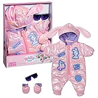 BABY born , Dolls Snowsuit Luxury Snowsuit 43cm Ski Suit for 43cm Dolls in Metallic Pink with Gloves and Sunglasses, 834190, Zapf Creation