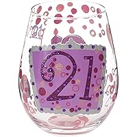 Designs by Lolita “21” Hand-painted Artisan Stemless Wine Glass, 20 oz.