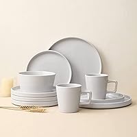 Celina Stoneware 16-Piece Dinnerware Set, White Glossy, Service For 4