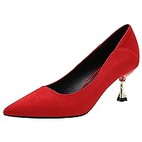 Women's Pointed Toe Dress Court Shoes Suede Slip On Kitten Low Heel Pumps Office Work 2 Inch