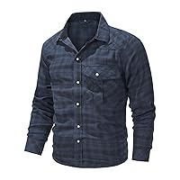 Flygo Men's Plaid Flannel Shirts Pearl Snap Long Sleeve Checkered Western Cowboy Brushed Button Down Regular Fit Shirt