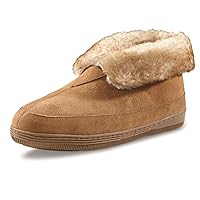Guide Gear Women’s Suede Wool Roll Bootie Slippers, Warm Cozy Furry Indoor Outdoor Ladies House Shoes