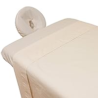 Arcadia Organic Percale Massage Table Sheet Set - 3-Piece Set with Flat Sheet, Fitted Sheet and Face Cradle Cover. 100% Organic Cotton, 200 Thread Count.
