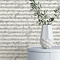 RoomMates RMK11651WP Melody Black and White Peel and Stick Wallpaper, Roll, Black/White