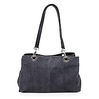 Women Italian Real Suede Leather Small Shoulder Bag Ladies 3 Compartments Tote Handbag
