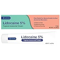 WELMATE 5% Lidocaine Numbing Cream Maximum Strength, Topical Anesthetic, Aches, Back Pain, Itching, Soreness, Burning, & Bruises, Unscented, Child Resistant Packaging 1 Oz (30 g)
