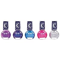 Make It Real 3C4G: Celestial Nail Polish Hexagon - 5 Bottles of Glittering Polish, Teens Tweens & Girls, Water Based, Non-Toxic Long-Lasting Polish, Dreamy Tones, Blues Purple Pink & Silver, Ages 8+