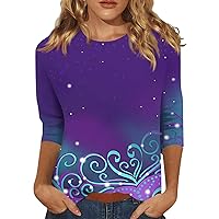 Mardi Gras Clothes for Women Crew-Neck 3/4 Sleeve Comfortable Gras Party Mask Costume T-Shirt Blouses for Women