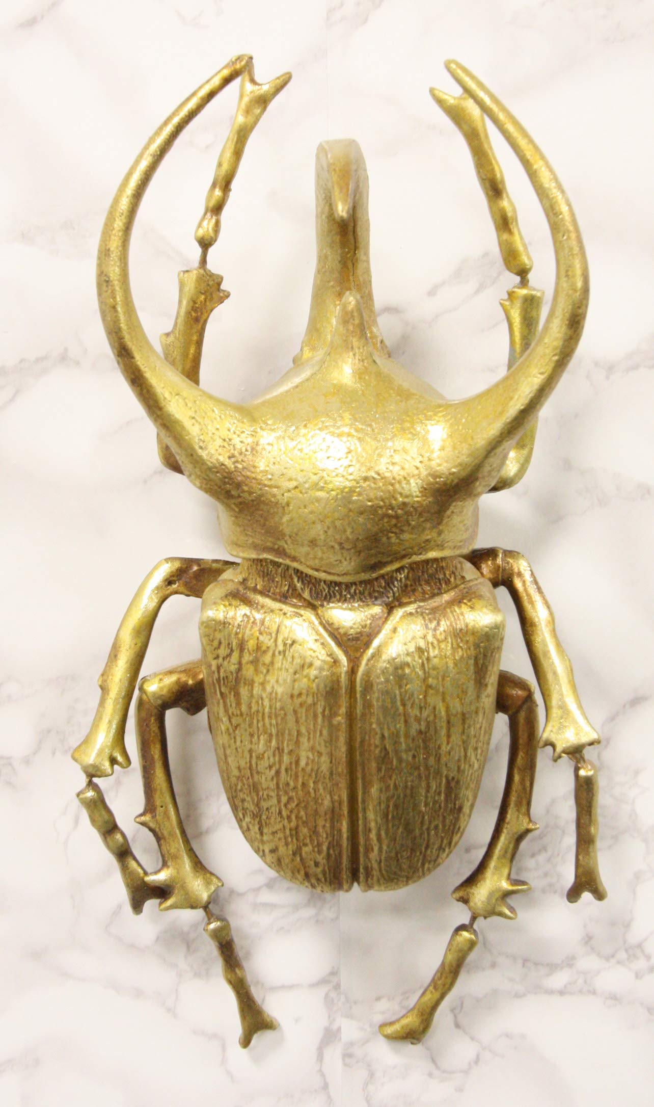 Ebros Large Gold Leaf Resin Modern Chic Exotic Beetle Wall Sculpture Or Table Decoration Museum Gallery Taxidermy Model Figurine Accent (Giant 3 Ho...