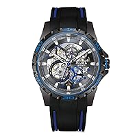 OLIKA Men's Automatic Mechanical Watch, Japanese Mechanical Skeleton Watch, Silicone Watch, Luminous 3 ATM Sports Watch, Waterproof Watch - Watch for Men