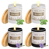 4 Pack Minimalist Candles for Home Scented, 28 Oz Lavender & Sage Candles for Cleansing House Negative Energy 200H Long Lasting, Candle Gift Set for Stress Relief & Relaxing & Refreshing Air