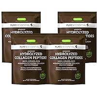 Pure & Essential 100% Grass Fed Bovine Collagen Powder, Advanced Hydrolyzed Collagen Peptides, Collagen Types 1, 2 & 3, Non-GMO, Free Range, Gluten & Dairy Free, Easy Mix, 4 x 40 Servings