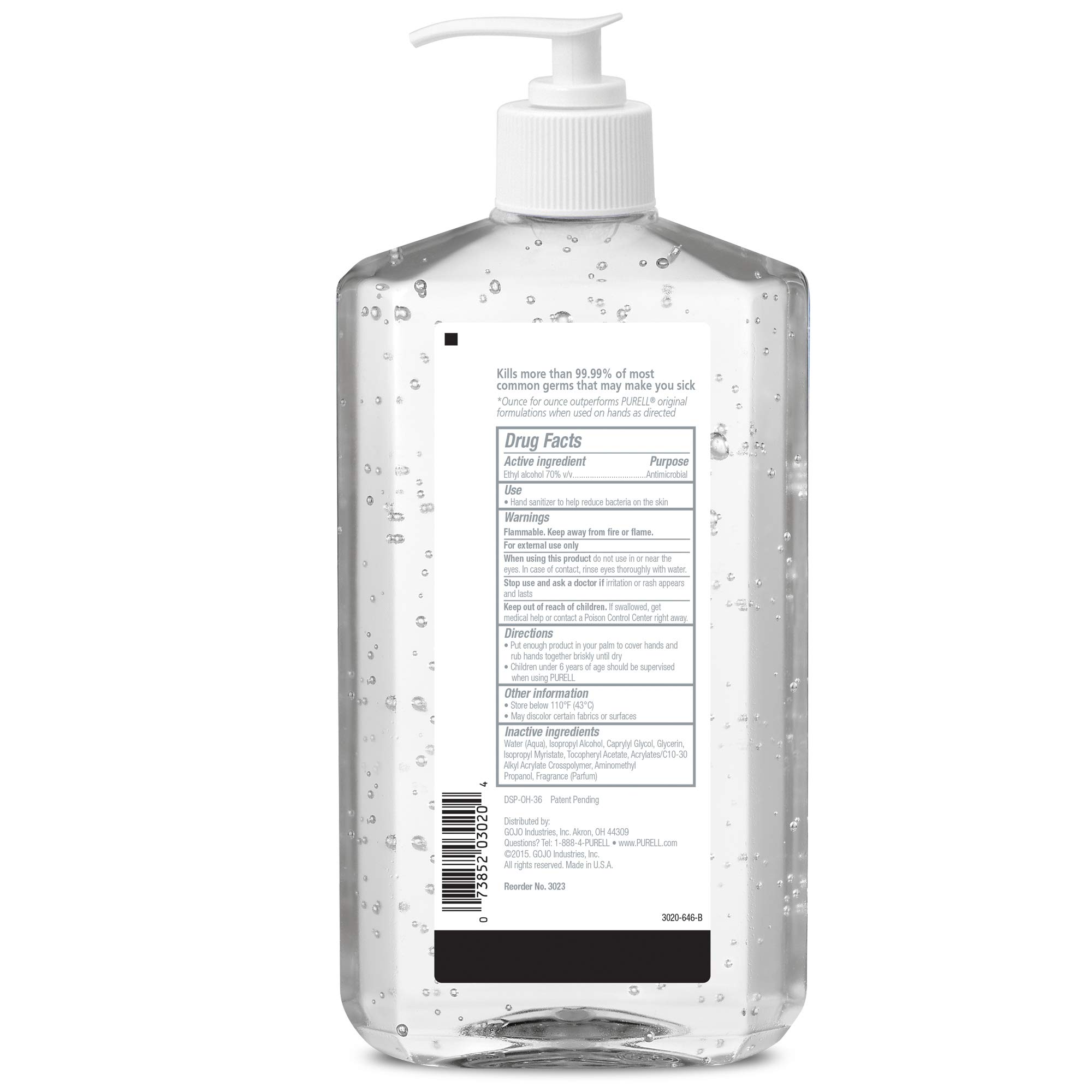 Purell Advanced Hand Sanitizer Refreshing Gel, Clean Scent, 20 fl oz Pump Bottle (Pack of 12)- 3023-12