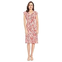 London Times Women's V-Neck Ruffle Sleeve Matte Jersey Dress Casual Summer Fun Easy Wear to Brunch