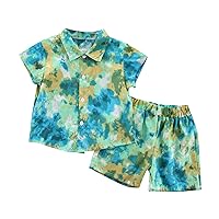 3 Month Old Boys Clothes Toddler Baby Boy Shorts Sets Outfit Infant Kid Tie Dye Blue Red Boy's (Green, 18-24 Months)