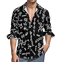 Mens Button Down Long Sleeve Shirts Math Formulas Soft Peach Skin Velvet Casual Beach Shirts with Pocket color10