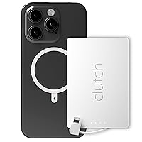 Clutch - Pro Portable Charger - Compatible with iPhone 14 or Older & Small Devices - Power Bank - Magnetic Battery - TSA Approved Travel Charger - USB Rechargeable - Built-in Cable - 3.7oz - White