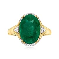 Ross-Simons 4.80 Carat Emerald Ring With Diamond Accents in 18kt Gold Over Sterling