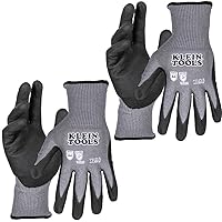 Klein Tools 60590 Work Gloves, Knit Dipped Cut Resistant ANSI A4 Nitrile Coated Gloves, HPPE Fabric, Touchscreen Capable, X-Large, 2-Pair
