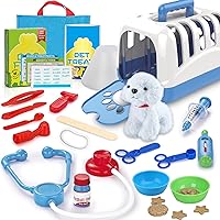 KAEGREEL Pet Care Playset, 29Pcs Kids Doctor Kit for Pet Treating Pretend Play for Girls Boys Aged 3 4 5 6 7 Years Old