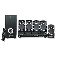 Supersonic SC-37HT 5.1 Surround Sound System, Home Theater with DVD/CD Playback, Karaoke, FM Radio, USB Input, 25W Speakers, Multi-Language Support, Remote Control Included