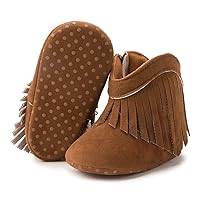Sawimlgy Infant Baby Boys Girls Plush Winter Snow Boots Cowboy Tassels Bowknot Ankle Side Zipper Soft Sole Boots Toddler Newborn Warm First Walker Crib Outdoor Shoes