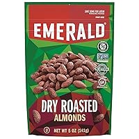 Emerald Nuts Dry Roasted Almonds (1-Pack) | 5 Oz Resealable Bag | Kosher Certified, Non-GMO, Contains No Artificial Preservatives, Flavors or Synthetic Colors