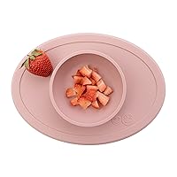 ezpz Tiny Bowl (Blush) - Silicone Baby Bowl with Suction for 6 Months + - Built-in Placemat - First Foods + Baby Led Weaning - Fits on All Highchair Trays - Suction Bowls for Baby